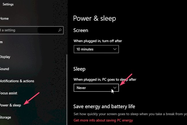 Fix lỗi windows 10 tự sleep