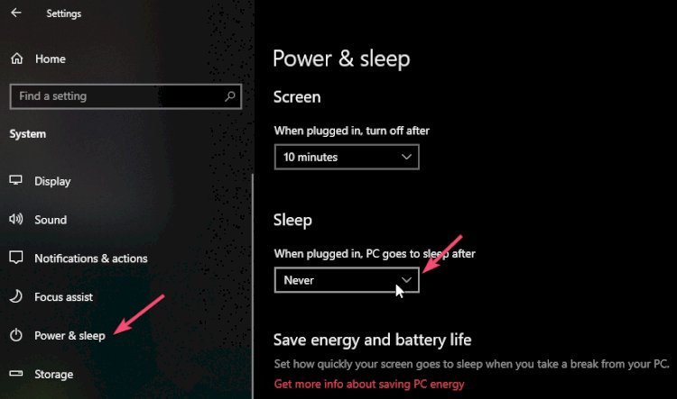 Fix lỗi windows 10 tự sleep